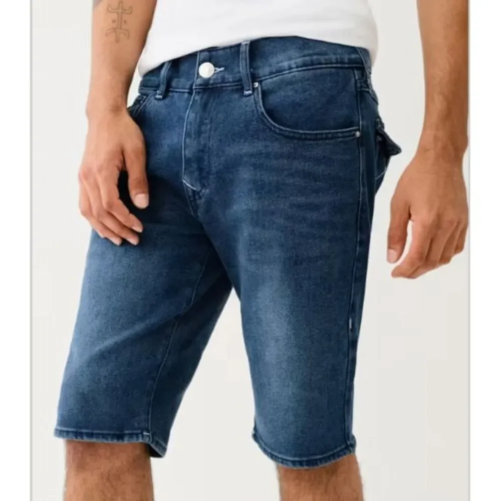 New True Religion‎ Ricky Flap Relaxed Straight Men's Jean Denim Shorts Waist 33